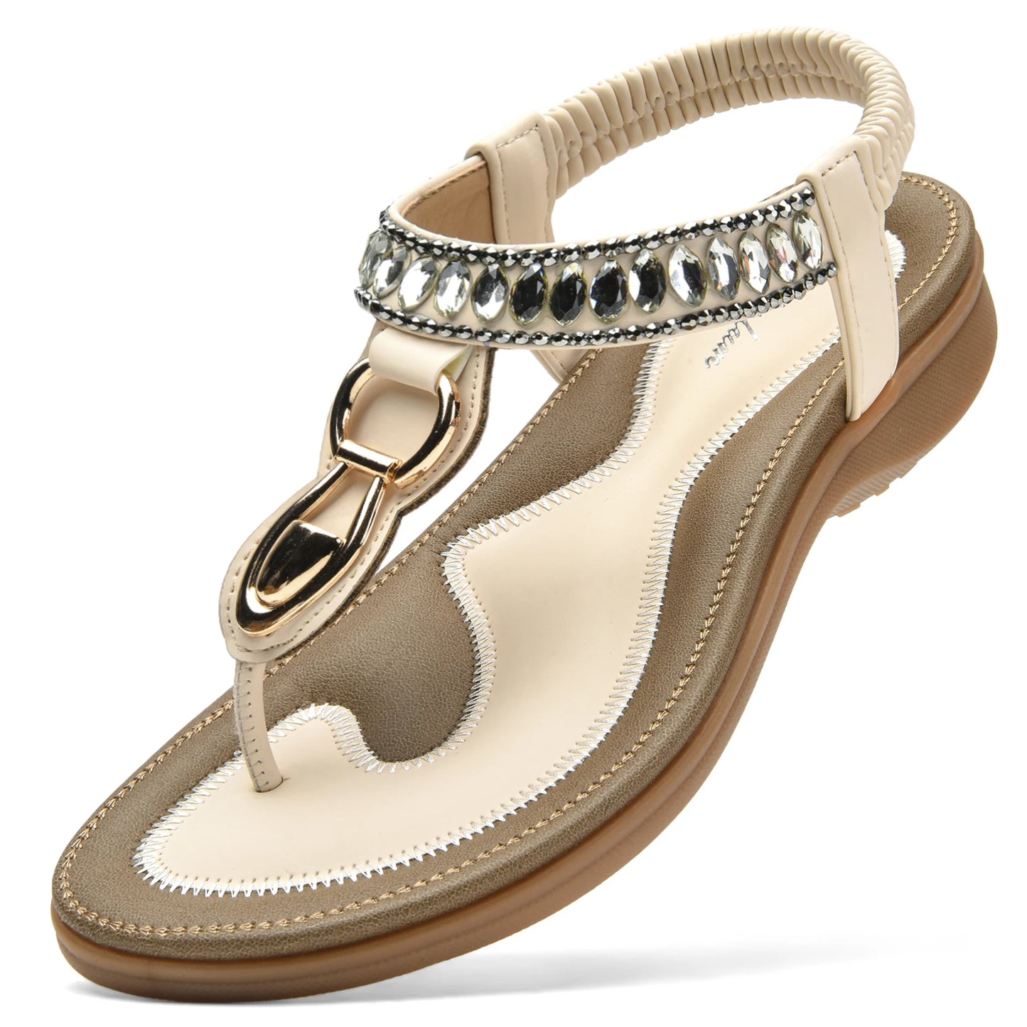 Womens T-Strap Dressy Flat Sandals