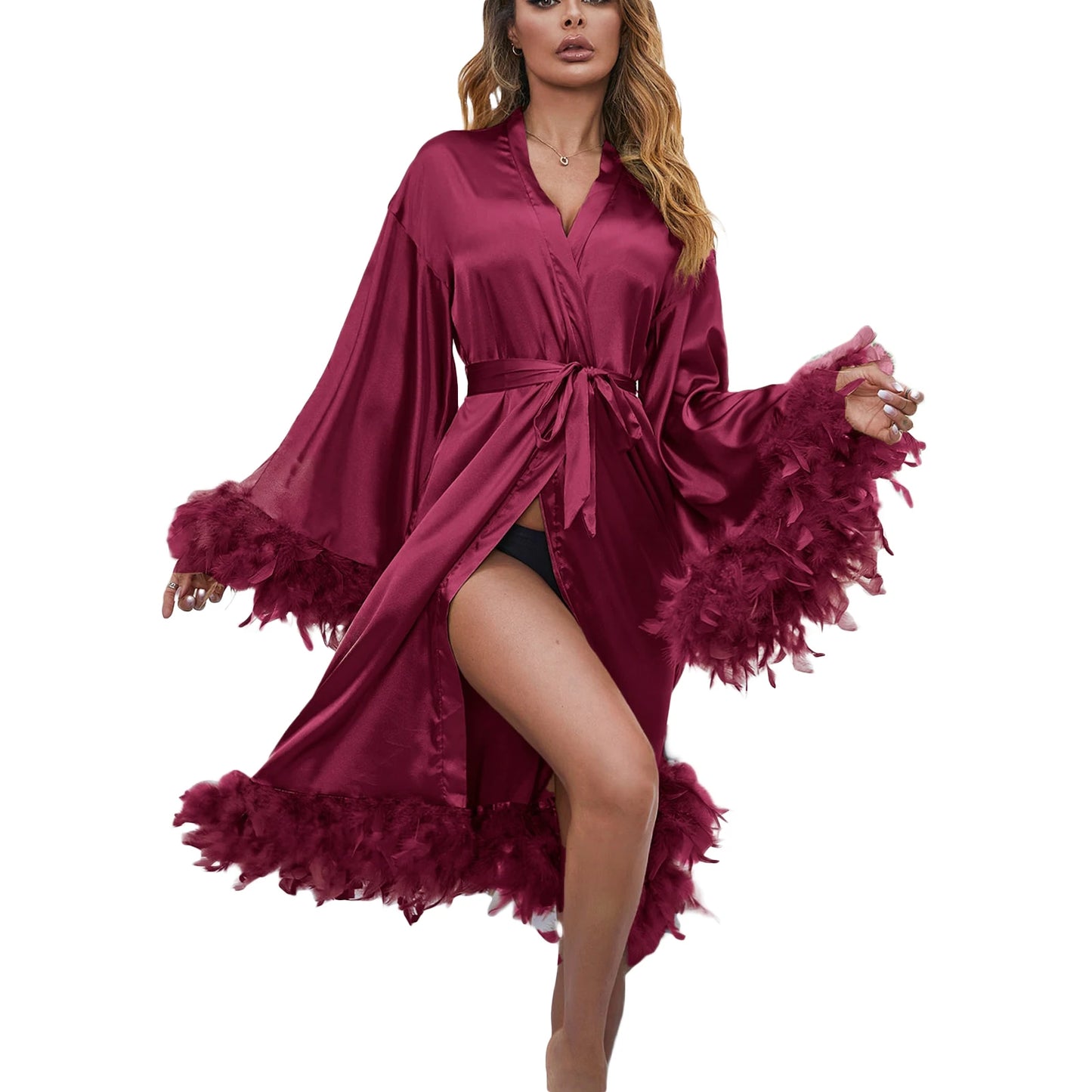 Elegant Women s Bathrobe Nightgown in Classic Solid Color Cozy Long Sleeve Robe for Comfortable Sleepwear and Relaxing