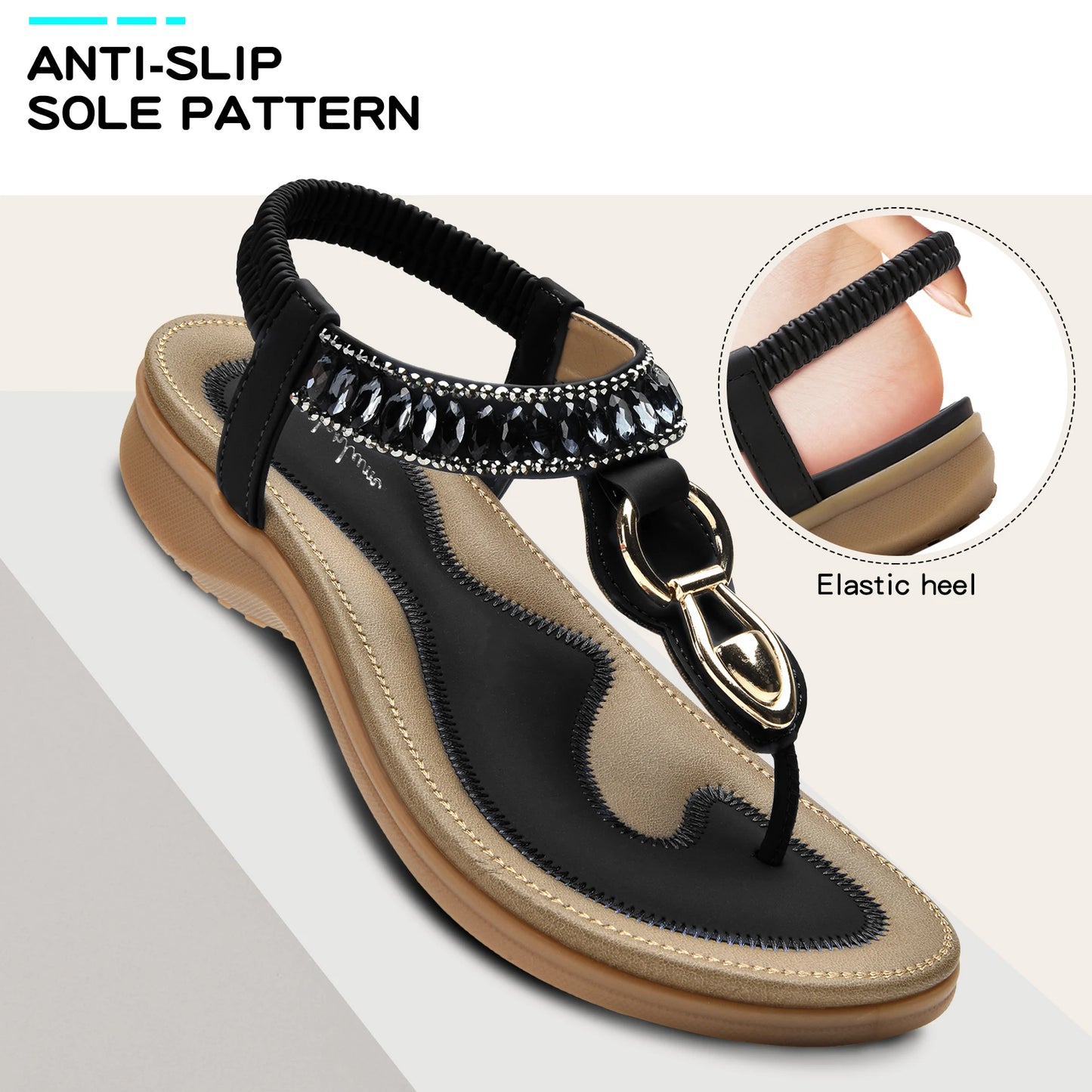 Womens T-Strap Dressy Flat Sandals