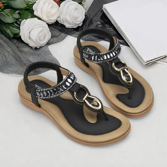 Womens T-Strap Dressy Flat Sandals